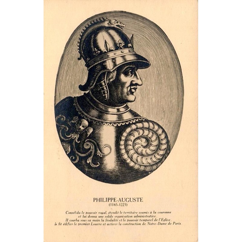 CPSM Philippe-Auguste 1165-1223 roi de France portrait historique E.C. Paris