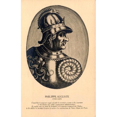 CPSM Philippe-Auguste 1165-1223 roi de France portrait historique E.C. Paris