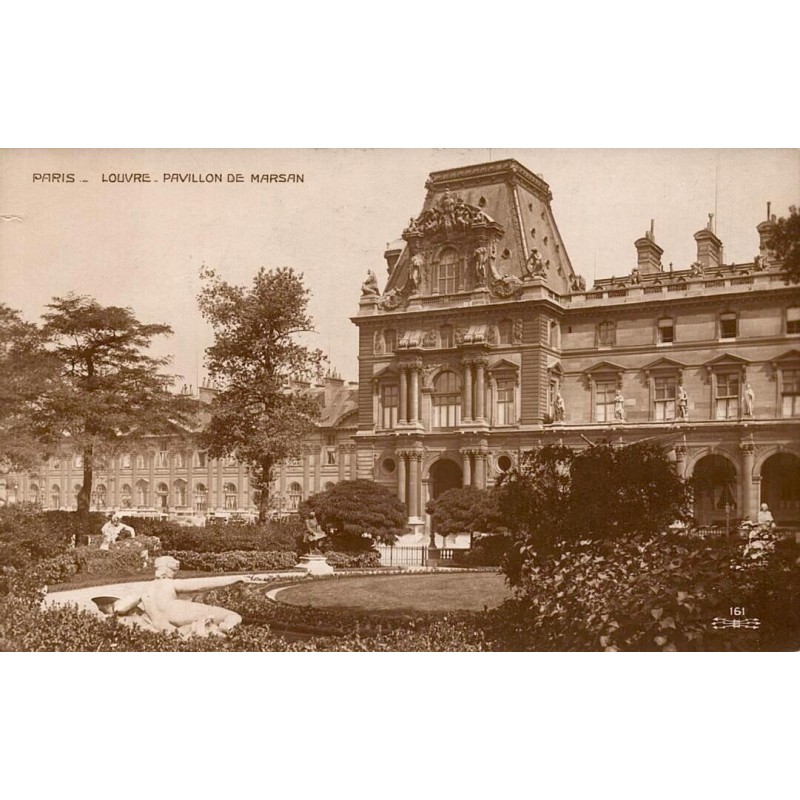 CPSM Paris Louvre Pavillon de Marsan jardins édition Électrophot n°161