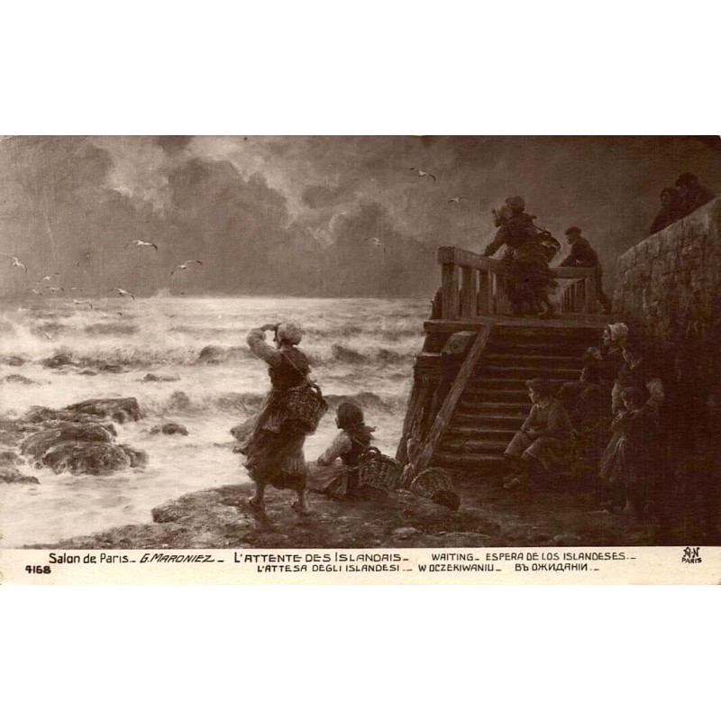 CPSM Salon de Paris Georges Maroniez L’Attente des Islandais scène maritime n°4168