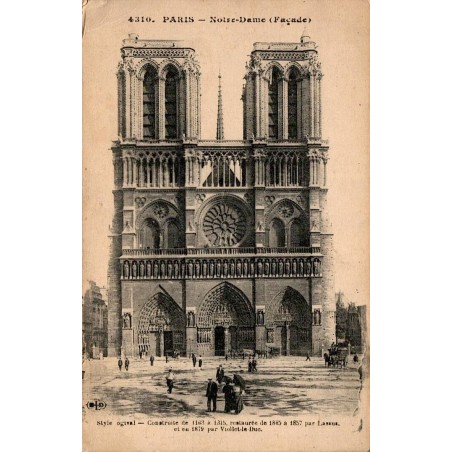CPA Paris Notre-Dame façade et parvis animé ELD n°4310 correspondance 1928