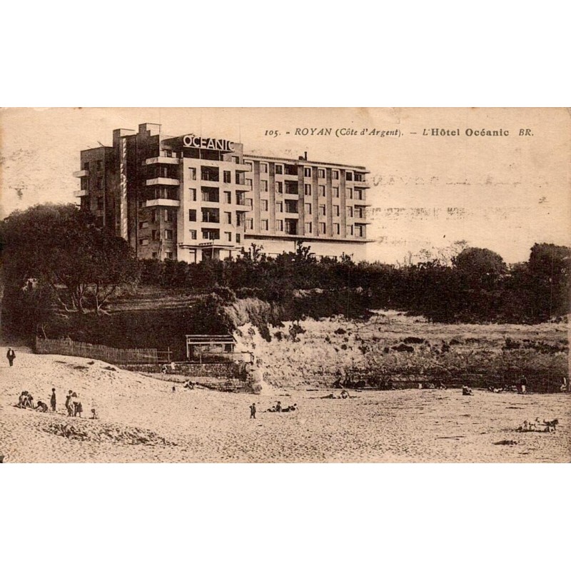 CPSM Royan Hôtel Océanic et plage Bloc frères n°105 circulée en 1935