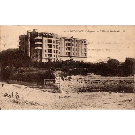 CPSM Royan Hôtel Océanic et plage Bloc frères n°105 circulée en 1935
