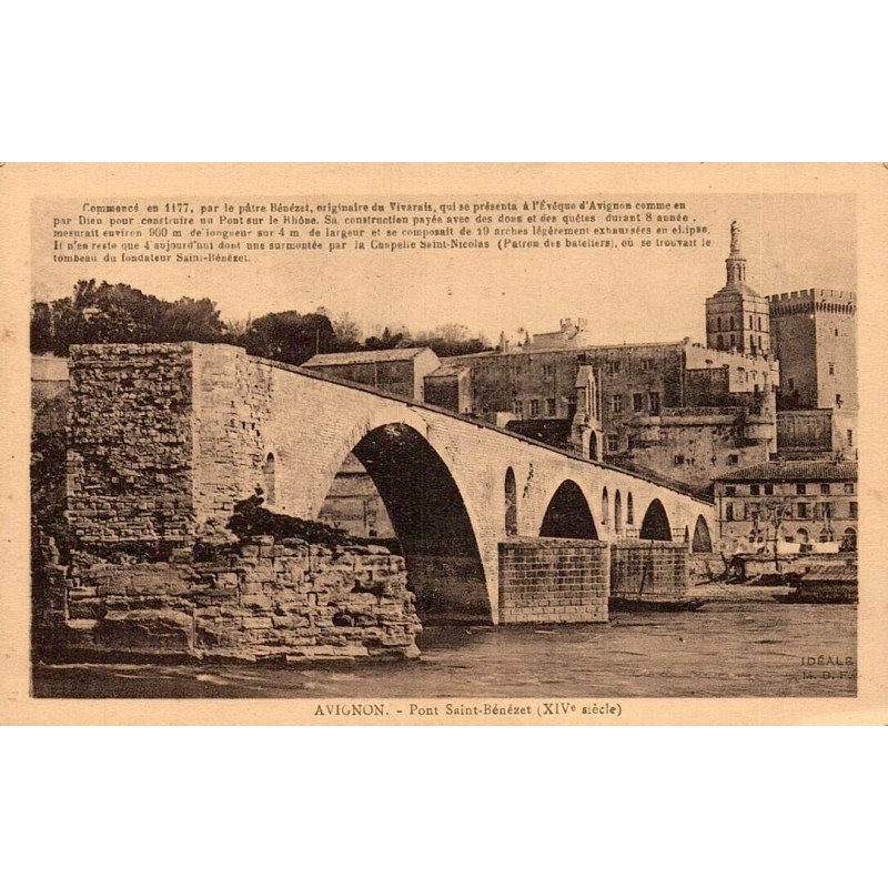 CPSM Avignon Pont Saint-Bénézet avec Palais des Papes et Notre-Dame des Doms