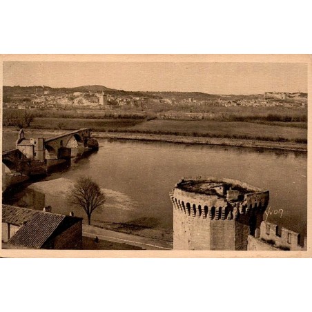 CPSM Avignon rive droite du Rhône, remparts et pont Saint-Bénézet