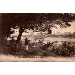 CPA Avignon les bords du Rhône avec vue ancienne sur la cité