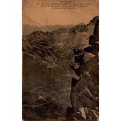 CPA Col du Galibier route du Lautaret et lacets alpins vus depuis le Roc Noir