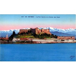 CPSM Antibes Fort Carré avec Méditerranée et chaîne des Alpes enneigée