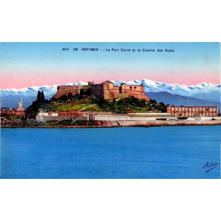 CPSM Antibes Fort Carré avec Méditerranée et chaîne des Alpes enneigée