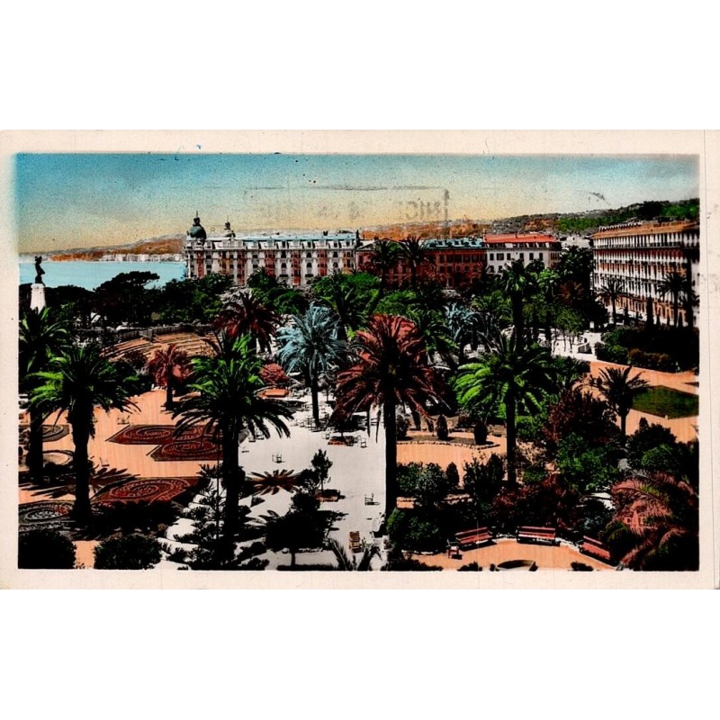 CPSM Nice Jardin Albert Ier vue générale colorisée circulée en 1943