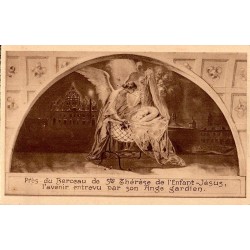 Carte postale ancienne de la fresque de la chapelle de Sainte-Thérèse de l’Enfant Jésus à Alençon