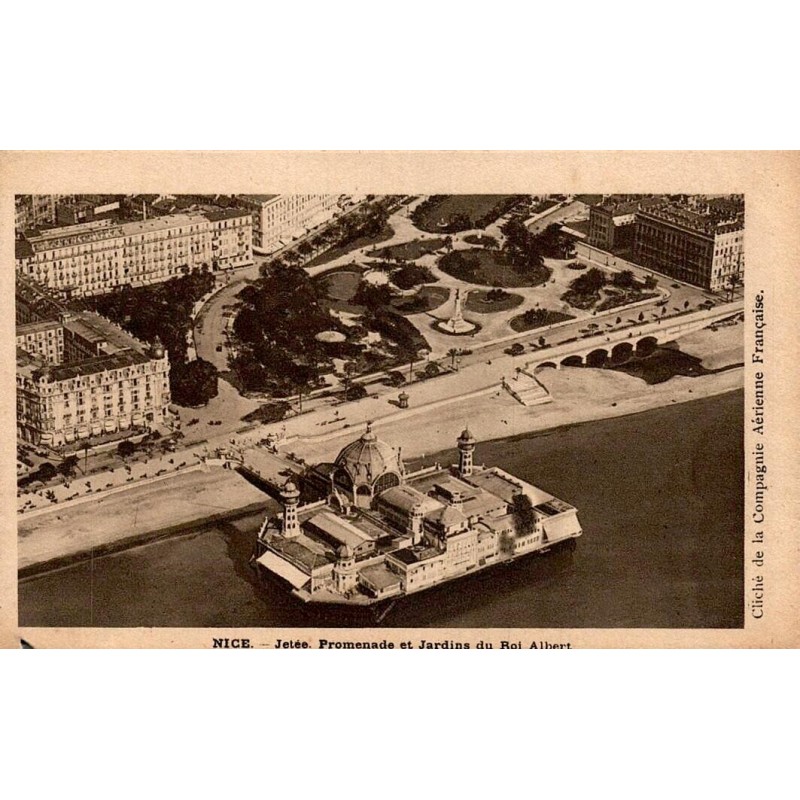 CPSM Nice vue aérienne Jetée-Promenade et Jardins du Roi Albert