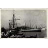 CPSM Antibes dans le port avec grands voiliers, Fort Carré et phare en 1954