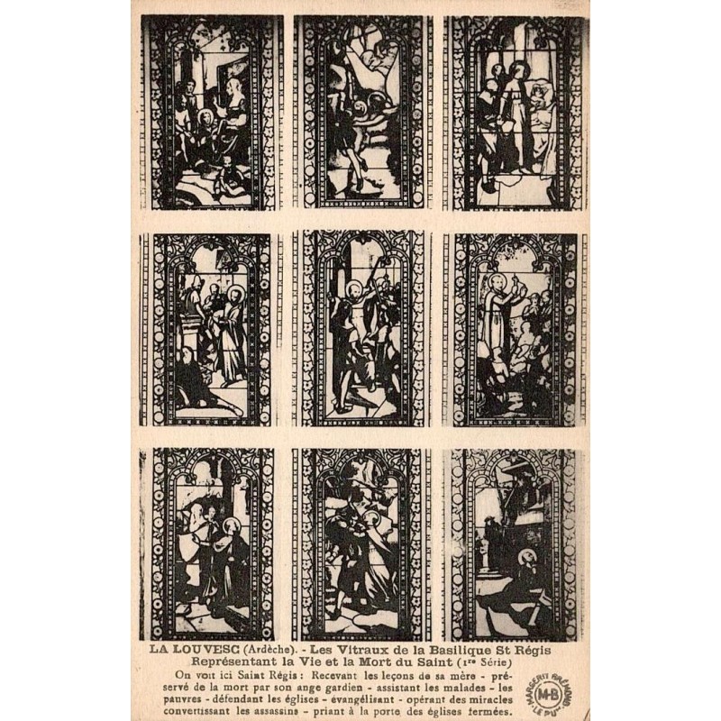 CPSM La Louvesc vitraux de la Basilique Saint-Régis représentant la vie du saint
