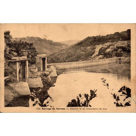CPSM barrage de Sarrans Aveyron vue d’amont et évacuateurs de crue