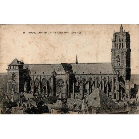 CPA Rodez Aveyron cathédrale Notre-Dame côté sud et anciennes toitures