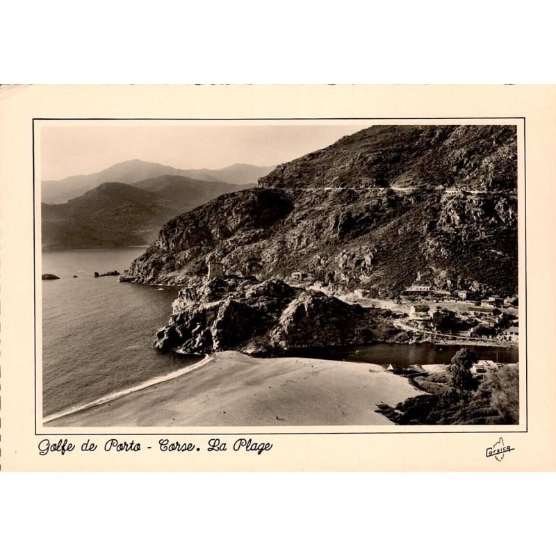 CPSM Porto Corse vue du golfe, de la plage et des reliefs rocheux