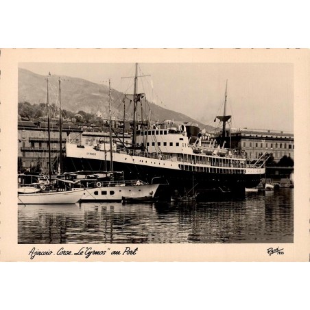 CPSM Ajaccio Corse paquebot Cyrnos au port en 1935 avec voiliers