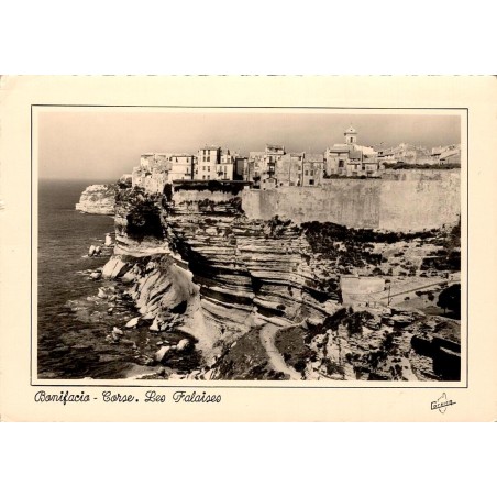 CPSM Bonifacio Corse falaises calcaires et Haute Ville fortifiée