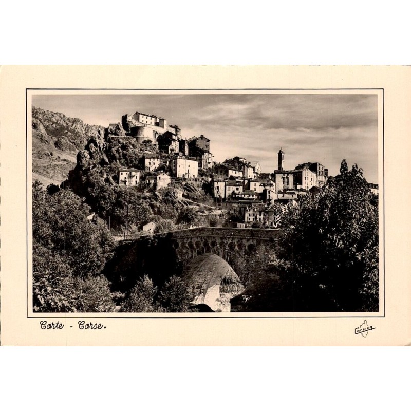 CPSM Corte Corse vue générale citadelle et vieux pont de pierre