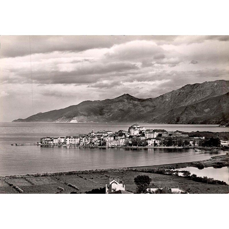 CPSM Saint-Florent Corse vue générale village golfe et montagnes