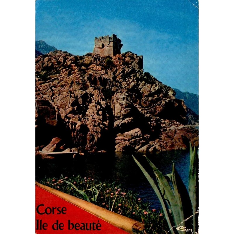 CPSM Porto Corse tour génoise sur son promontoire rocheux carte circulée en 1973