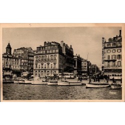 CPSM Marseille quai des Belges et Canebière avec bateaux du Vieux-Port