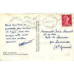 CPSM Angoulême – Cathédrale Saint-Pierre et remparts – 1957