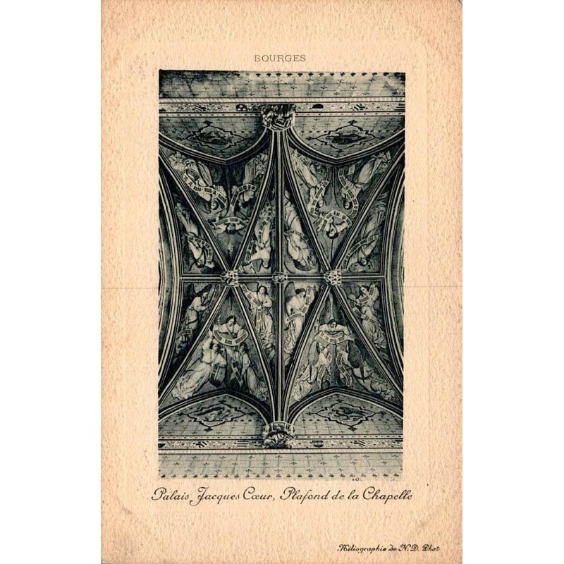 CPA Bourges Palais Jacques-Cœur plafond décoré de la chapelle, vue intérieure ancienne