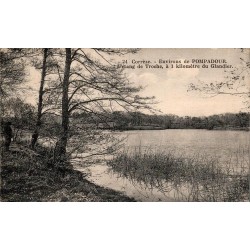 CPSM Pompadour étang de Troche près du Glandier en Corrèze, circulée en 1935