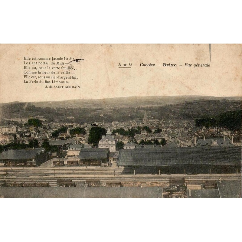 CPA Brive vue générale avec gare et voies ferrées en 1905
