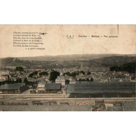 CPA Brive vue générale avec gare et voies ferrées en 1905