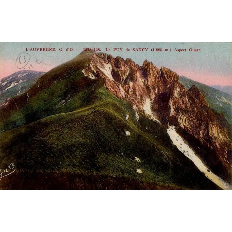 Carte postale ancienne du Puy-de-Sancy vue ouest, datée de 1885