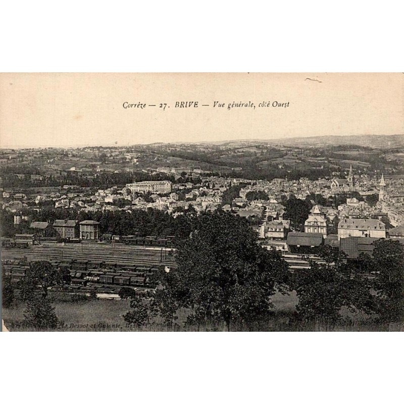 CPA Brive vue générale côté Ouest voies ferrées Corrèze Bessot et Guionie