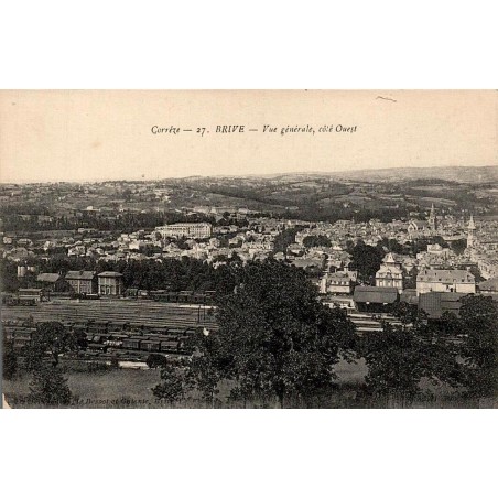 CPA Brive vue générale côté Ouest voies ferrées Corrèze Bessot et Guionie