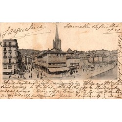 CPA Tulle Perspective des Places en 1901, cathédrale et centre-ville animé