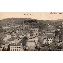 CPA Tulle panorama sur les quais, Corrèze et cathédrale, juillet 1919