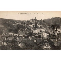CPA Uzerche vue panoramique, église Saint-Pierre et viaduc en Corrèze