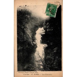 CPA Gimel-les-Cascades en Corrèze, cascade et timbre Semeuse 10 c vert
