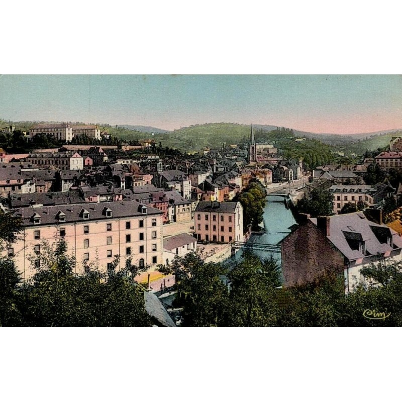 CPA Tulle Corrèze vue générale colorisée de la ville et de la rivière vers 1919