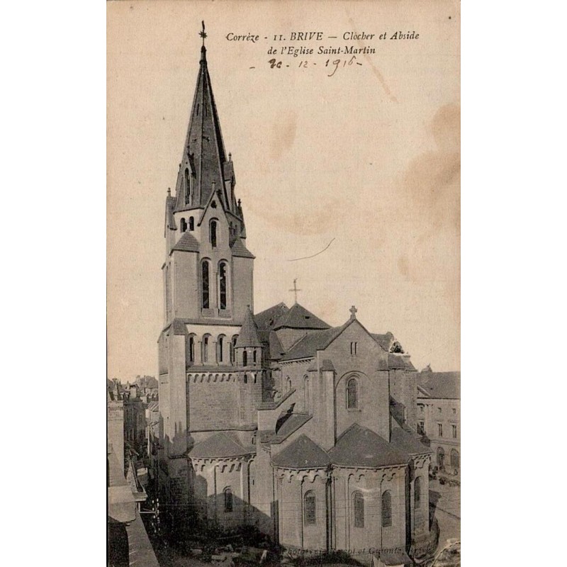 CPA Brive église Saint-Martin, clocher et abside, Corrèze