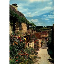 CPM Domme vieilles rues et maisons fleuries en Dordogne, carte circulée en 1977
