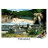 CPM Treignac Corrèze multivues ville plage cascade et kayak sur la Vézère