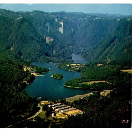CPM Treignac Corrèze vue aérienne du barrage et du lac des Bariousses en 1977
