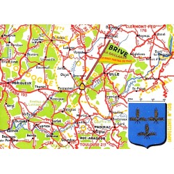 CPSM Brive-la-Gaillarde carte routière touristique Corrèze et environs