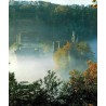 CPM Saint-Geniez-ô-Merle, Tours de Merle dans la brume et forêt d'automne en Corrèze