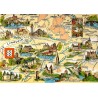 CPSM carte illustrée du Limousin avec villes, châteaux et monuments de Corrèze, Creuse et Haute-Vienne