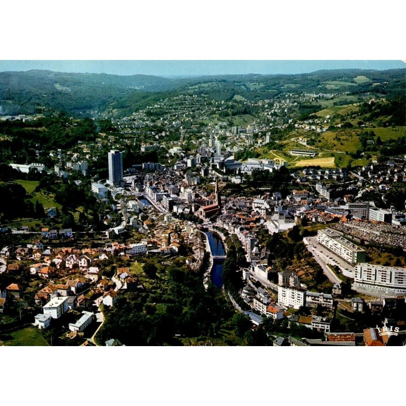 CPSM Tulle en Corrèze vue générale aérienne de la ville et de la rivière