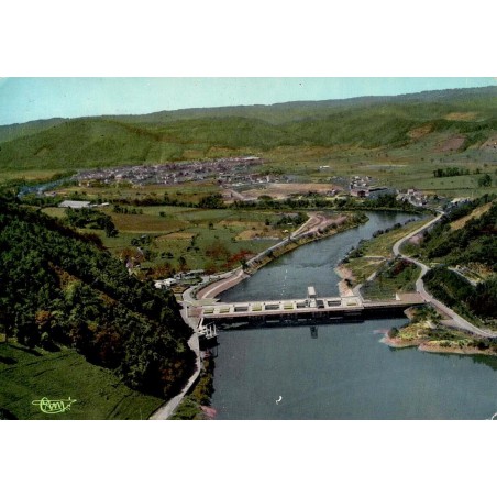 CPSM Argentat vue aérienne du barrage du Sablier sur la Dordogne en Corrèze