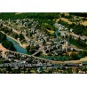 CPSM Uzerche vue aérienne de la cité, boucle de la Vézère et viaducs en Corrèze